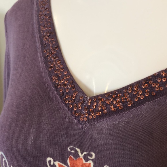 NWOT SIGRID OLSEN SILK FLORAL & BEADED TOP - Picture 2 of 8